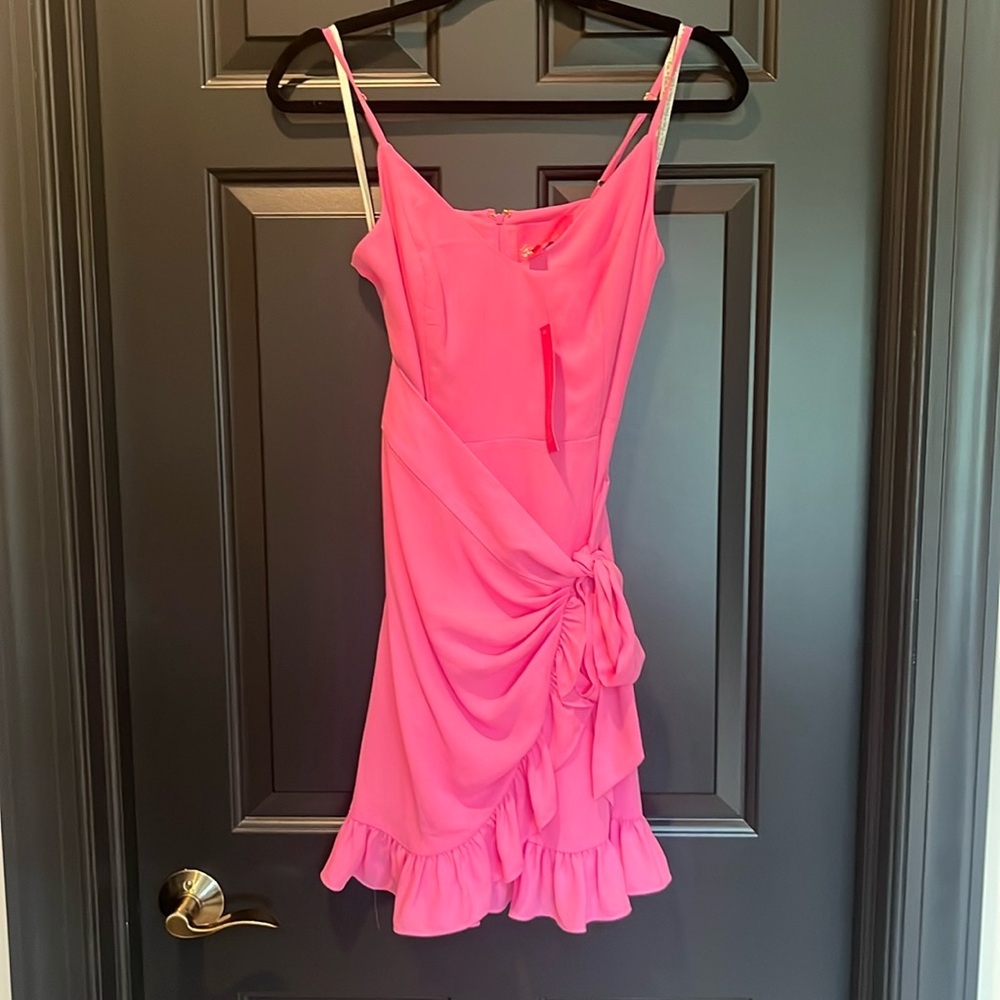 NWT Lilly Pulitzer hot Barbie pink Alisa ruffle skirt dress 0